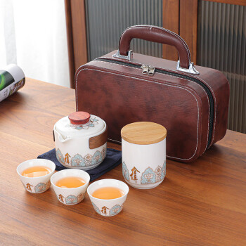 蒋莱（JANLA）榜眼堂高端陶瓷茶具便携快客杯一壶三杯 棕色3 其他款式联系客服