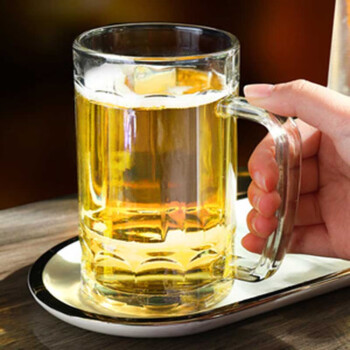 致仕（ZISIZ）带把玻璃杯耐热泡茶杯水杯大容量扎啤杯/啤酒杯*16个