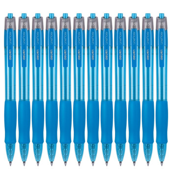 得力（deli）中性笔学生文具0.5mm子弹头签字笔臻顺滑按动办公中性笔（蓝）S08  12支装