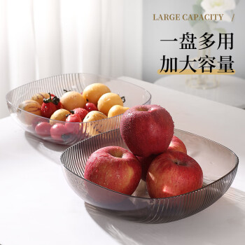 彩致（CAIZHI）水果盘家用简约干果盘客厅点心盘坚果糖果收纳盘透明灰 CZ6613