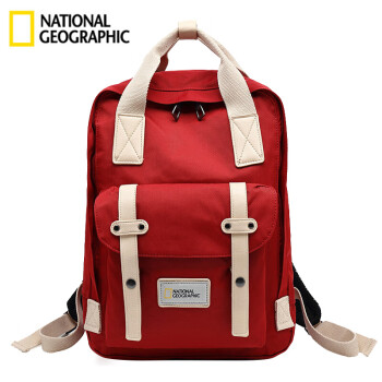 国家地理National Geographic背包女时尚大容量双肩包男15.6英寸笔记本电脑包旅行防泼水学生情侣书包 红白热
