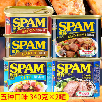 嗑嗑龙斯帕姆午餐肉世棒spam午餐肉340世邦原味火锅培根猪肉罐头即食