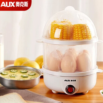 奥克斯（AUX）煮蛋器家用早餐神器小型防干烧 AUX-108B 白色 双层