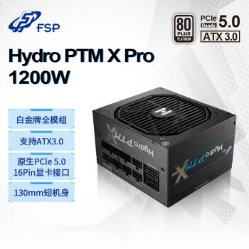 全汉（FSP）Hydro PTM X Pro1200W白金牌全模组电源（ATX3.0/PCI-E5.0接口/130mm短机身/全日系电解电容）