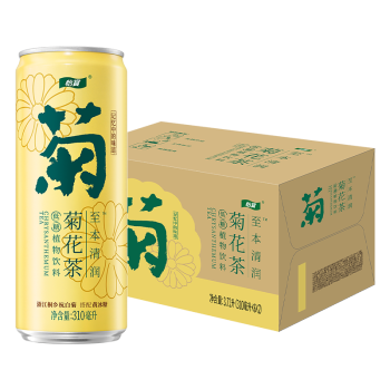 怡宝饮用水 至本清润菊花茶植物CAN装 310ml*6瓶 *2/箱