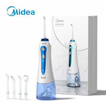 美的（Midea）冲牙器/水牙线 高频脉冲水流洁牙 5种专业喷嘴 小蓝鲸MC-BJ0102 蓝白色 企业采购