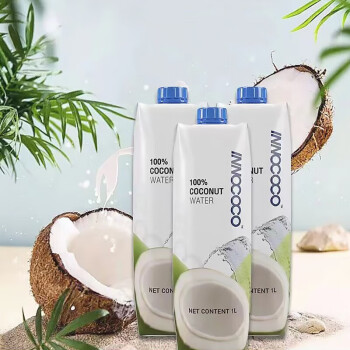 一诺可可（INNOCOCO）泰国进口100%椰子水1L*2瓶整箱青椰含电解质饮料饮品
