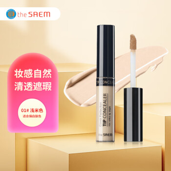 得鲜（the saem）丝滑遮瑕液棒韩国遮黑眼圈痘印斑点 01#浅米色6.5g节日礼物