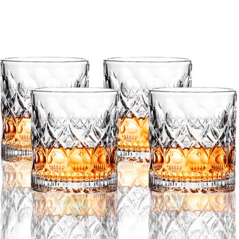 天喜（TIANXI）洋酒杯威士忌雕花烈酒杯酒吧同款XO啤酒杯套装 4只装
