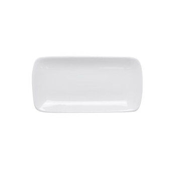Homeglen椭圆长方形陶瓷盘托盘 6.5英寸长方形毛巾碟（纯白）10个