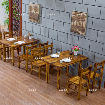 【农家乐饭店餐桌】饭店桌椅组合大排档烧烤面馆快餐小吃店碳化火锅店