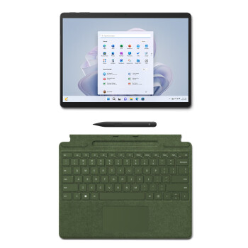 微软Surface Pro 9 石墨灰+森野绿带触控笔键盘盖i7 16G+512G 二合一平板电脑13英寸120Hz触控屏轻薄本