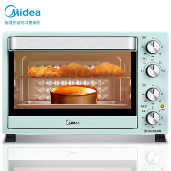 美的（Midea）家用多功能电烤箱35L 上下独立控温 4根烤管便捷旋控 旋转烧烤 淡雅绿 PT35A0