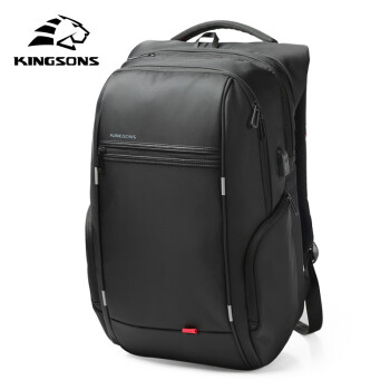 金圣斯 旅行背包usb充电学生书包电脑包双肩包【黑色A款17英寸】