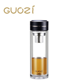 果兹（GUOZI）朗仕双层高硼硅玻璃杯耐磨防滑隔热防烫杯子GZ-S55 320ml
