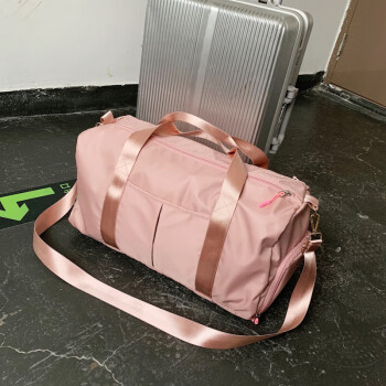 马呼屯 运动健身包女干湿分离瑜伽包大容量手提旅行包袋折叠短途出差旅游行李包 粉色