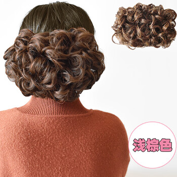 假发片旗袍假发蓬松发髻拉花复古盘头扣式丸子花苞头新娘盘发仿真卷发
