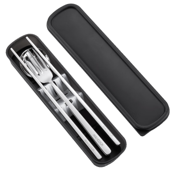 美厨（maxcook）304不锈钢筷子勺子叉子餐具套装 便携式筷勺叉四件套 本色MCGC251