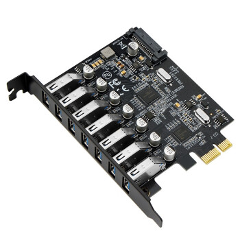 魔羯MOGE 台式机USB扩展卡电脑内置PCIE转七口USB3.0转接卡 MC2037 厂商配送