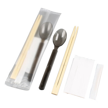 金伟利（JWL）碗筷餐具套装外卖打包 磨砂勺+纸巾+牙签+双笙筷四件套