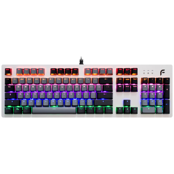 迪摩（DEARMO）F20机械键盘有线键盘游戏键盘104键混光+RGB键盘吃鸡键盘电脑键盘 太空银 青轴