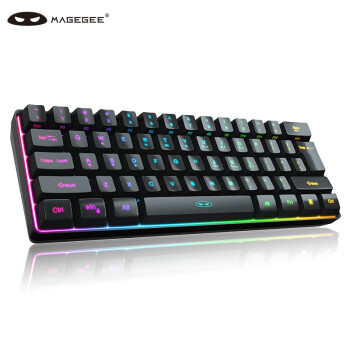 MageGee TS92 无线mini小键盘 61键迷你便携薄膜键盘 RGB背光机械手感办公键盘 笔记本电脑游戏键盘 黑色
