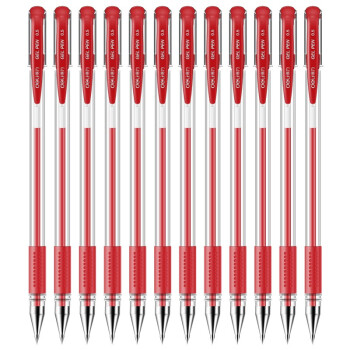 得力(deli)中性笔6600ES红色0.5mm子弹头学生用笔商务办公水性笔书写笔签字笔经济实用12支装