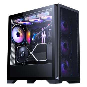 先马（SAMA）颜之神MAX 电竞版 黑色 电脑机箱台式机 网孔面板/玻璃侧透/三面360水冷位/支持4090显卡竖装