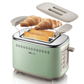 小熊 烤面包机2片家用全自动 全钢多士炉 多功能吐司机早餐神器DSL-C02A1 晨雾绿 RY