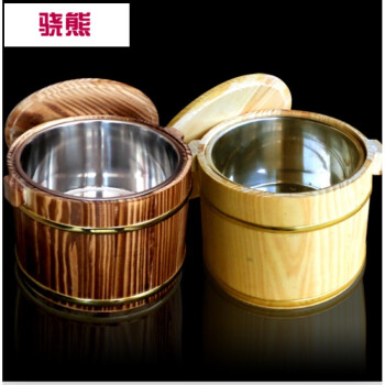 餐厅木桶饭木桶餐厅饭桶盖浇饭豆腐花保温桶钢边防泡水木饭桶食堂蒸饭