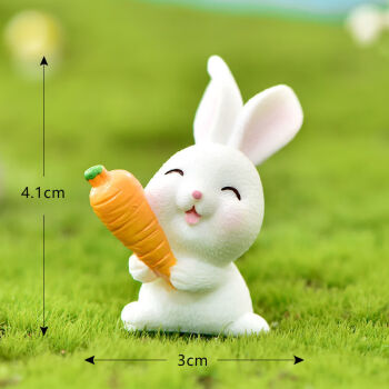 小摆件可爱动物卡通兔子装饰品胡萝卜兔房子植物树脂配件抱萝卜兔兔
