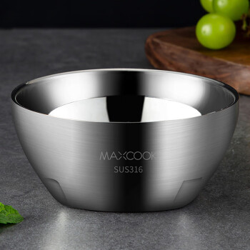 MAXCOOK美厨 316不锈钢碗 汤碗双层隔热 餐具面碗13.5cm MCFT6128