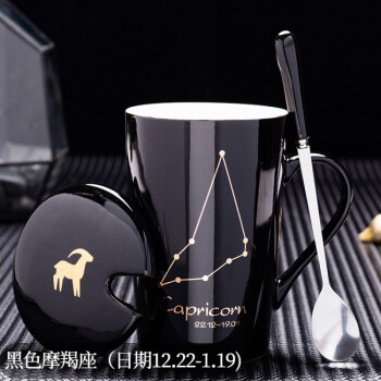 梵蒂威仕十二星座马克杯创意陶瓷杯带盖勺家用喝水杯子办公茶杯情侣