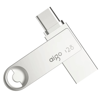 爱国者（aigo）128GB Type-C USB3.2 手机U盘 U322 银色 读速180MB/s 双接口手机电脑用