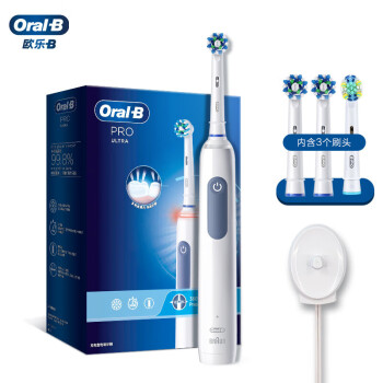 欧乐B（ORAL-B）电动牙刷成人 圆头牙刷3D声波旋转摆动 Pro Ultra(北欧白) Pro4