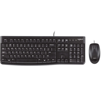 罗技 有线办公键鼠套装 电脑键盘 笔记本键盘 全尺寸 黑色 MK120