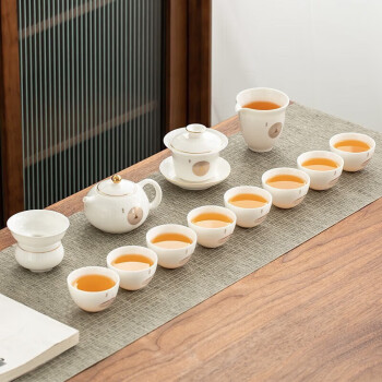 常生源羊脂玉瓷茶具套装 陶瓷白瓷家用办公整套功夫茶具礼盒装 茶禅一味