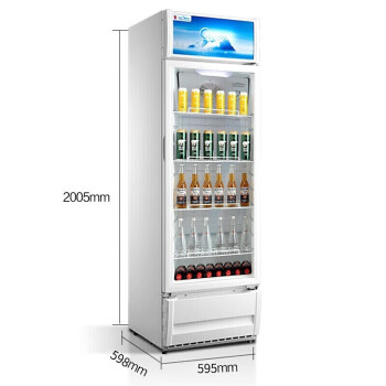 美的320升立式单门商用展示柜 冷藏饮料茶叶保鲜冷柜 啤酒冷饮玻璃门冰柜 
