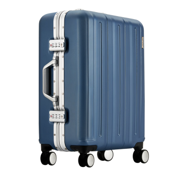 爱华仕行李箱铝框拉杆箱男万向轮旅行箱25英寸大容量女商务密码箱 蓝色
