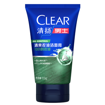 清扬（CLEAR）男士清爽控油洁面膏100g 男士专用清爽深层清洁护肤洗面奶