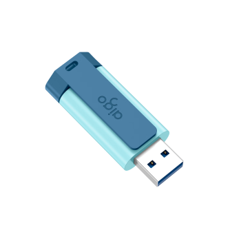 爱国者（aigo）64GB USB3.2 U盘 U132 背夹式 伸缩优盘 年轻双色好搭配 湖泊蓝