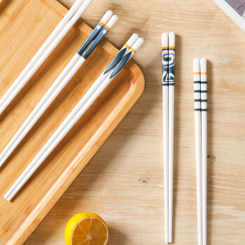 唯铭诺日式和风筷子防滑防霉耐高温陶瓷家用分类筷子 青禾筷子五双