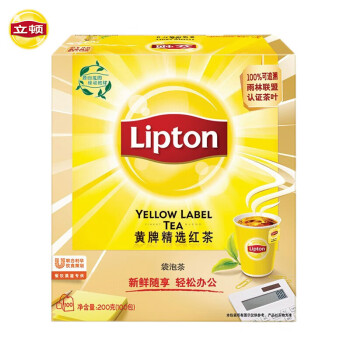 立顿黄牌精选红茶包 办公室下午茶袋泡茶包 黄牌精选红茶S100包(200g)