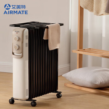 艾美特（AIRMATE）取暖器/电暖器家用/电暖气片 办公室/带烘干衣架13片大面积电热油汀 HU1329-W
