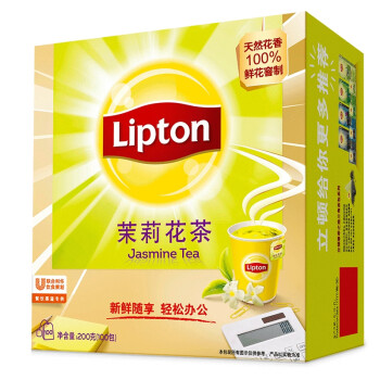 立顿（Lipton）黄牌精选红茶包  办公室下午茶袋泡茶包 茉莉花茶S100包(200g）