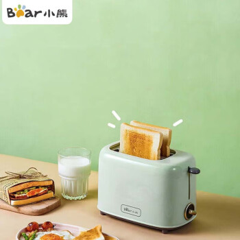 小熊（Bear）多士炉 面包机烤面包机家用双面加热烘烤全自动小型早餐三明治吐司机绿色-DSL-C02W1