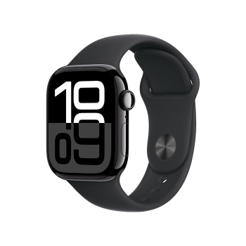 Apple/苹果 Watch Series 10 智能手表GPS+蜂窝款42毫米亮黑色铝金属表壳黑色运动型表带S/M MWXM3CH/B