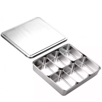 COKRSUPE 不锈钢日式调味盒带盖调料罐佐料盒配料收纳盒(六格)