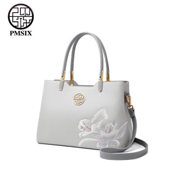 PmSix母亲节礼物实用送妈妈中年女士包包女包刺绣手提包中年单肩斜挎包