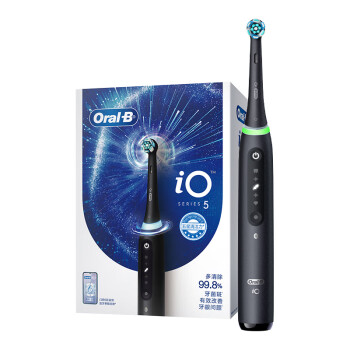 欧乐B电动牙刷成人 圆头牙刷情侣礼物iO5智能牙刷 微震科技非声波(黑色)